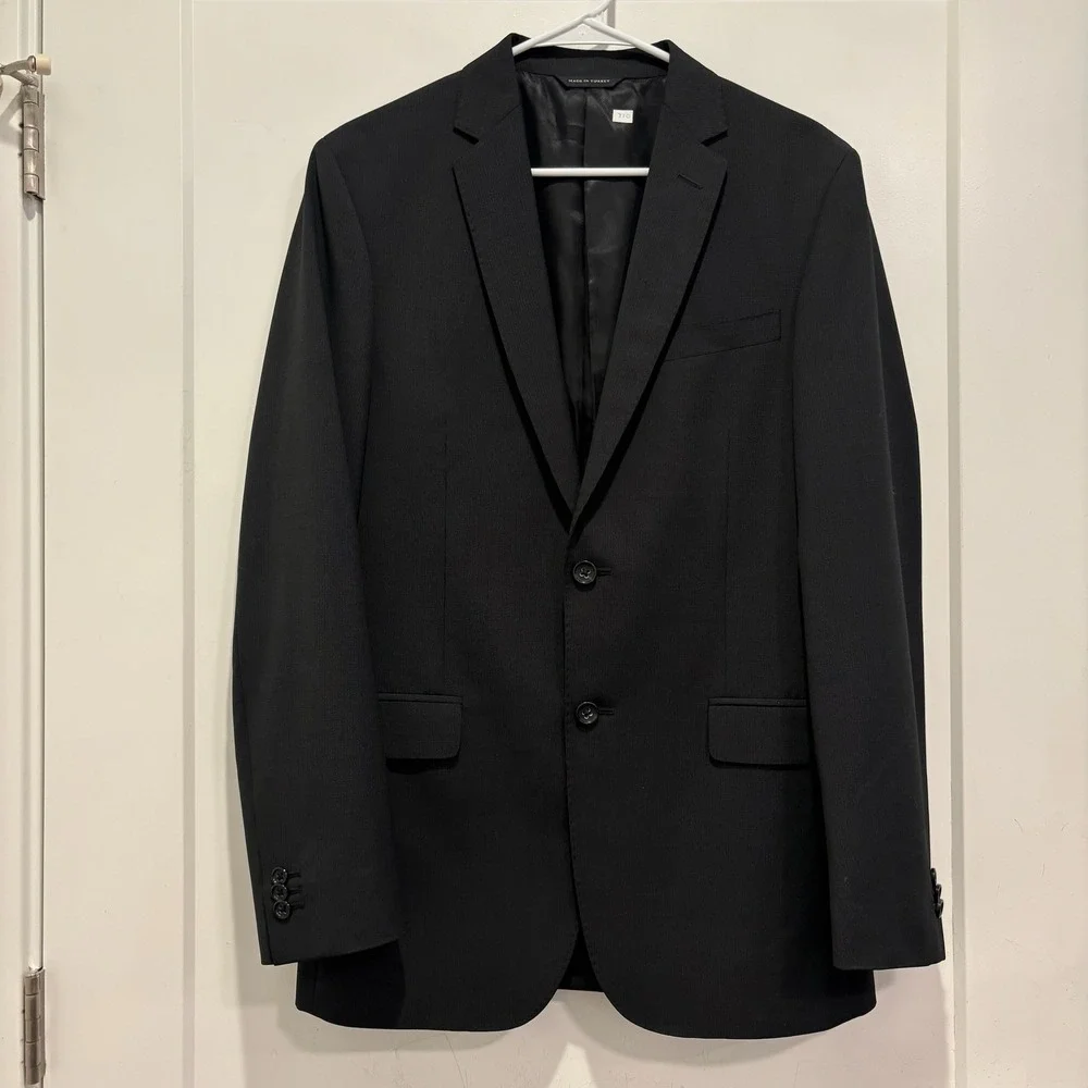 Banana Republic Mens 38R Black Wool‎ Mohair Blend Two Button Suit Jacket Blazer